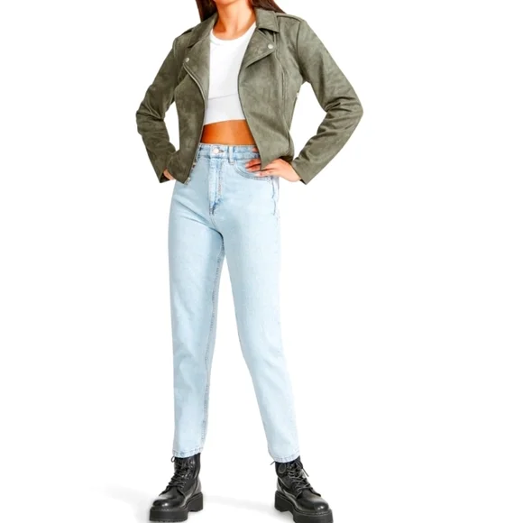 BB Dakota by Steve Madden Ladies Suede Moto Jacket Olive - Picture 10 of 10